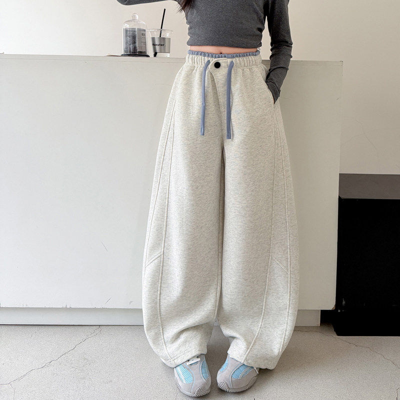 女童超好看裤子春秋款2026新款女大童宽松弯刀阔腿裤百搭运动长裤