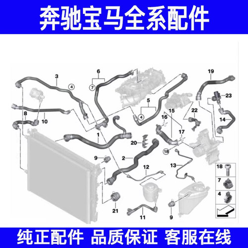 适用宝马5系7系G11G12G30G38上下水管520 525 730副水壶水箱水管