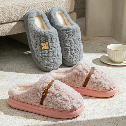 毛拖鞋棉拖鞋女冬季秋2025新款家居室内加绒保暖毛绒月子居家拖鞋