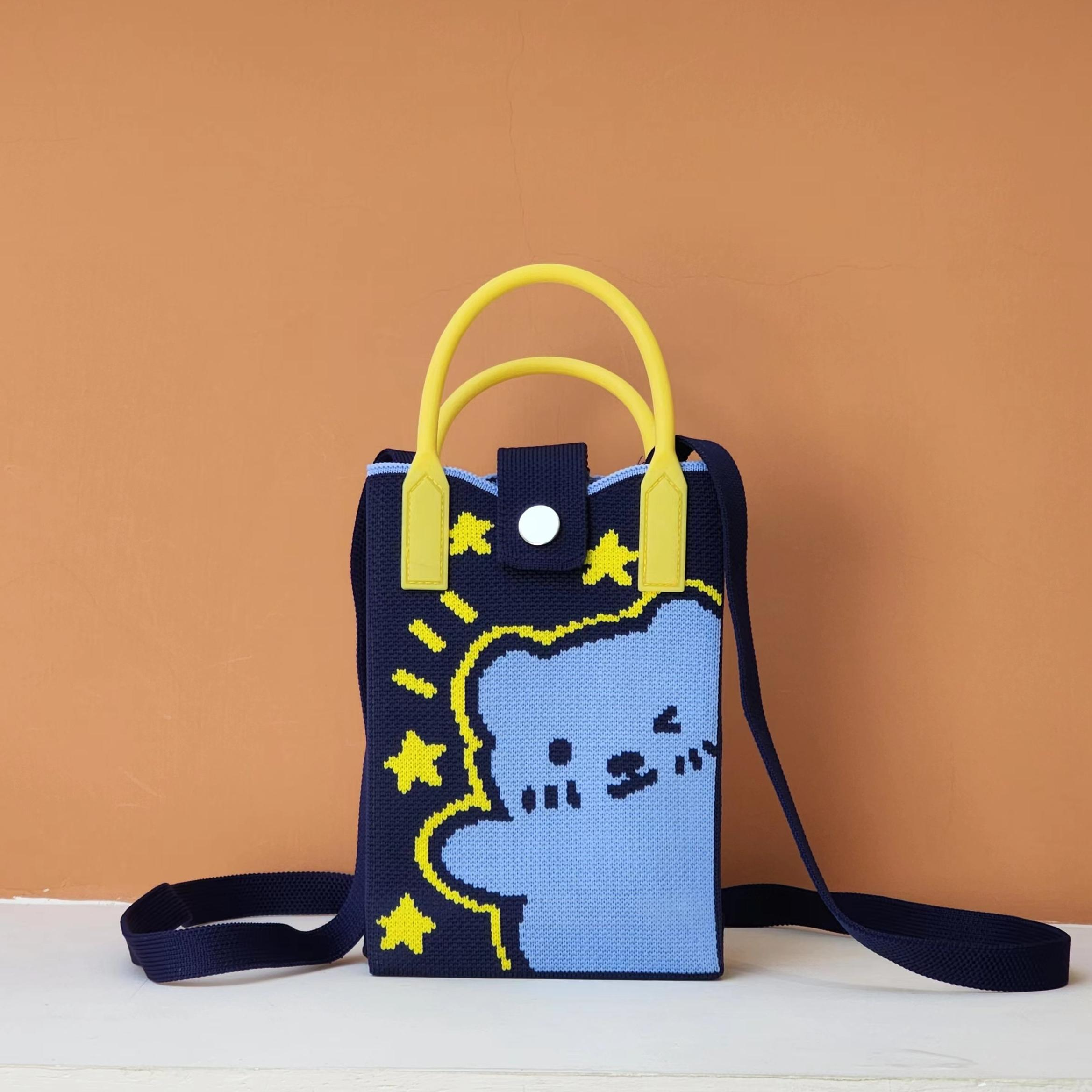 针织手机包女式春夏新款卡通单肩斜挎手提包小众百搭多巴胺配色,箱包皮具/热销女包/男包,单肩包,淘宝优惠券,粉丝福利购,淘宝优惠卷