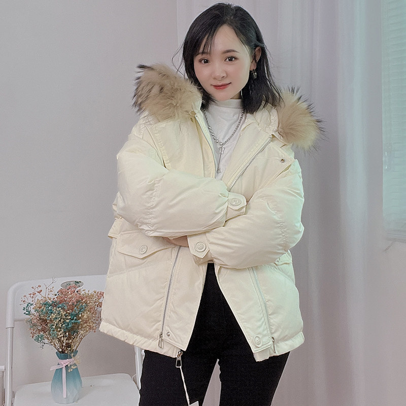 2024冬季新款大毛领羽绒服女短款加厚连帽宽松小个子面包服外套潮