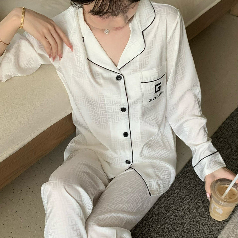 2026年新款睡衣女春秋季冰雪丝提花长袖开衫轻奢高级感家居服套装,女士内衣/男士内衣/家居服,睡衣/家居服套装,淘宝优惠券,粉丝福利购,淘宝优惠卷