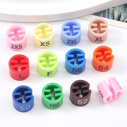 彩色塑料尺码扣印字母数字尺码标衣服衣架标签扣子尺码圈尺码粒