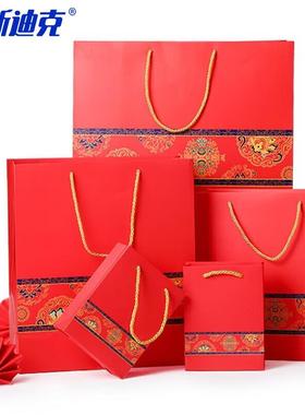 海斯迪克红色560纸袋中国风新年节日婚庆包装袋45*15横款35cm5只H