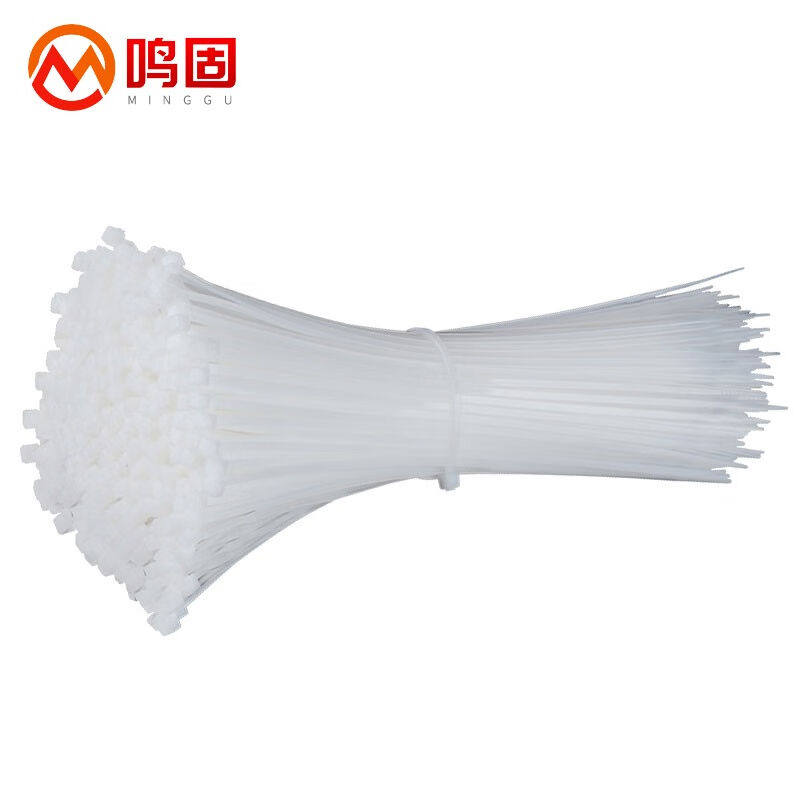 鸣固尼龙扎带自锁式扎带白色扎带管道绑扎带线路捆扎带5mm*250mm2