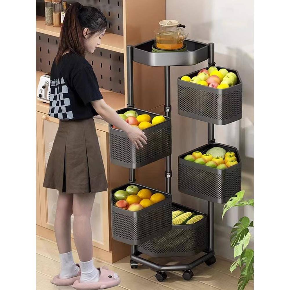 德国Zdzsh旋转蔬菜置物架厨房三角菜架落地式多层转角菜篮收纳架
