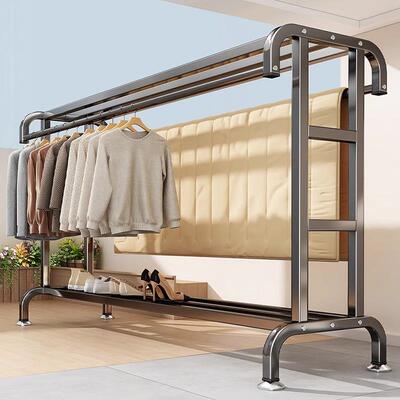 日本晾衣架落地式加粗加厚卧室凉衣服室内外挂衣架阳台晒被子神器