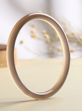 天然高冰烟灰色玉髓细圆条手镯复古玛瑙叮当镯子女士玉镯古风汉服