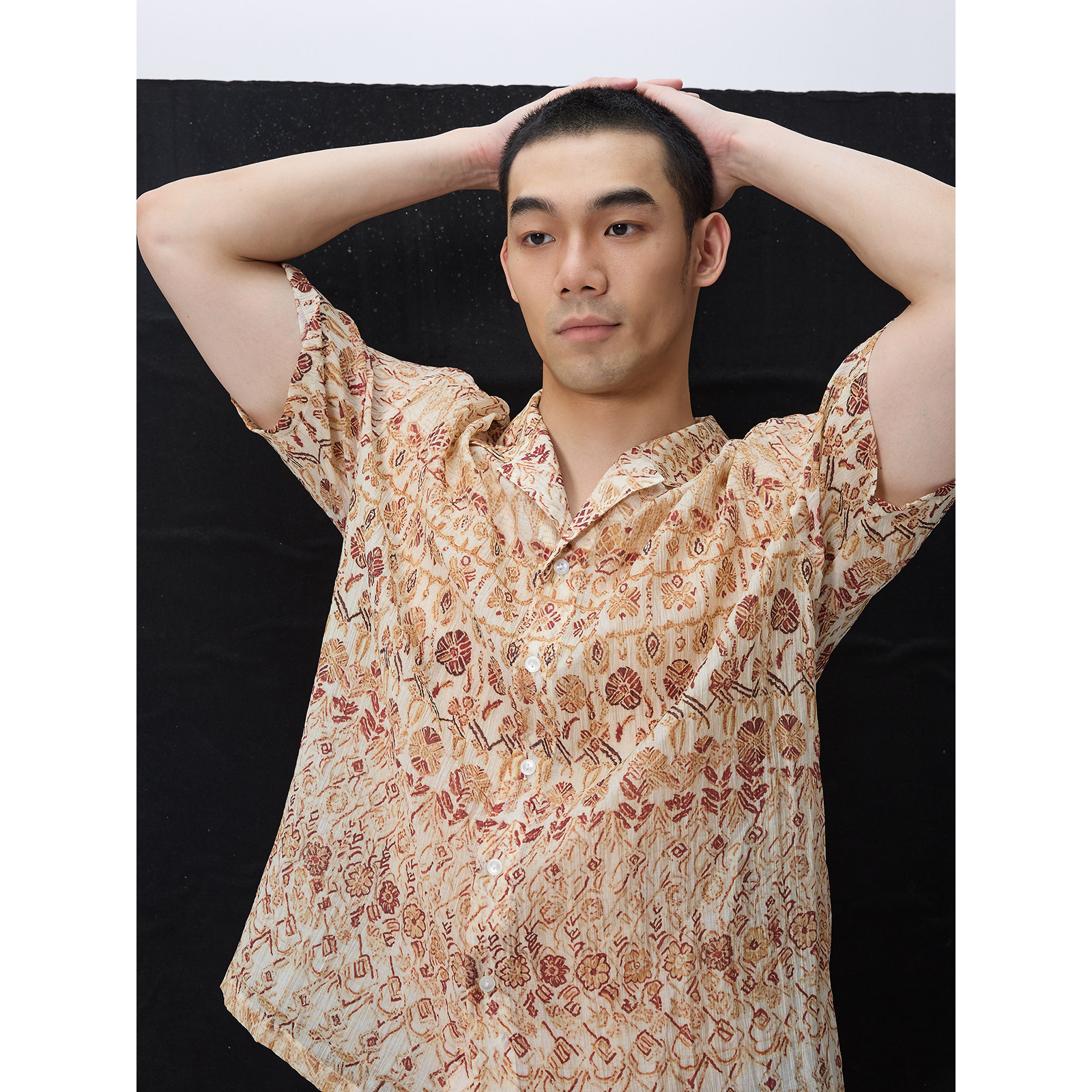 JUSEPH SHOP夏季新品宽松古巴领短袖花衬衫美式复古印花衬衣
