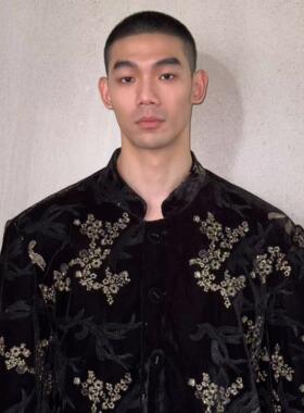 新品复古黑色丝绒外套金色刺绣花夹克时尚新中式中山装男女同款