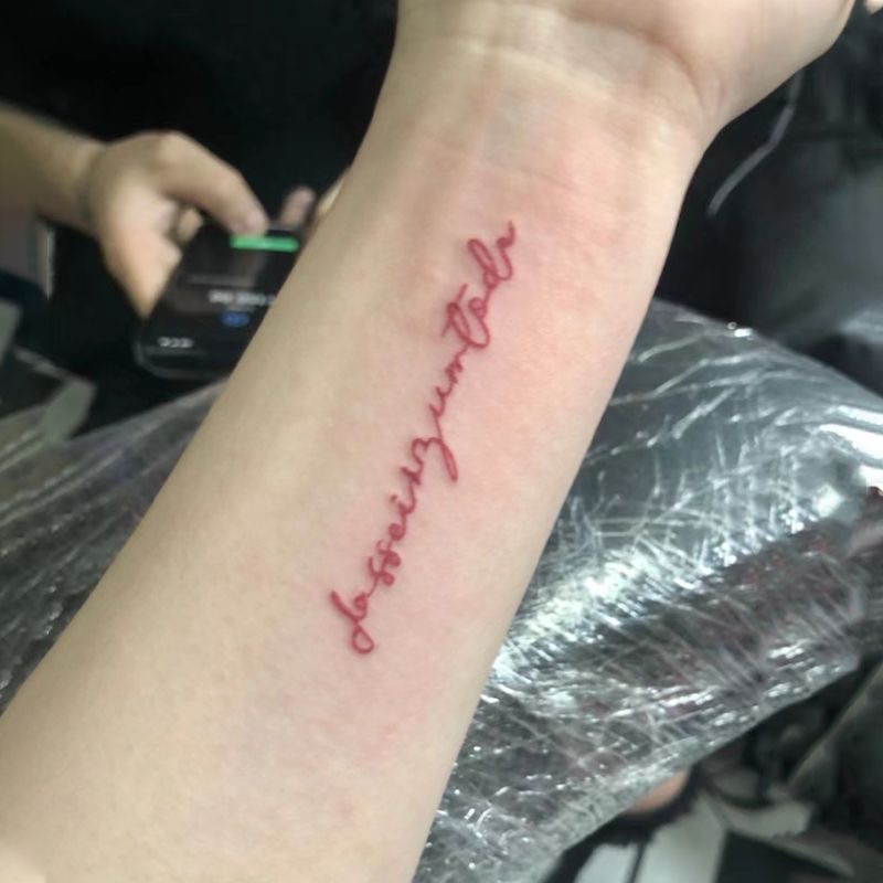2张装 红字英文字母纹身贴纸防水女持久手臂2024新款tattoo锁骨