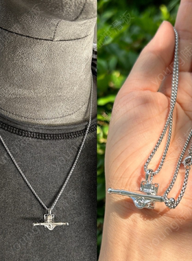潮流嘻哈项链街头饰品滑板支架桥吊坠项链王一博同款钛钢毛衣链