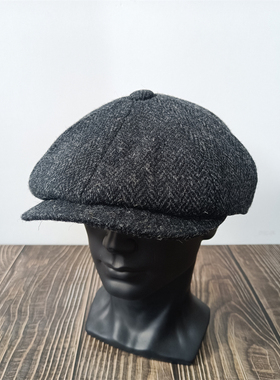 浴血黑帮哈里斯八角报童帽复古羊毛粗花呢Harris英伦男女春秋帽子