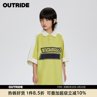 痞帅时髦潮休闲 越也男童短袖 翻领T恤夏季 新款 拼色字母印花polo衫