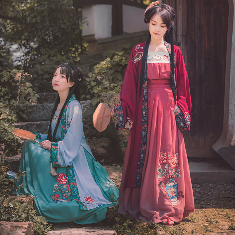 青禾【菊秋】原创宋制汉服三件套宋抹吊带褙子重工刺绣日常夏款_虎窝淘