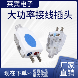 蓝泰163 二脚可拆10A固定转动一体电源插头插座2相大功率接线插头