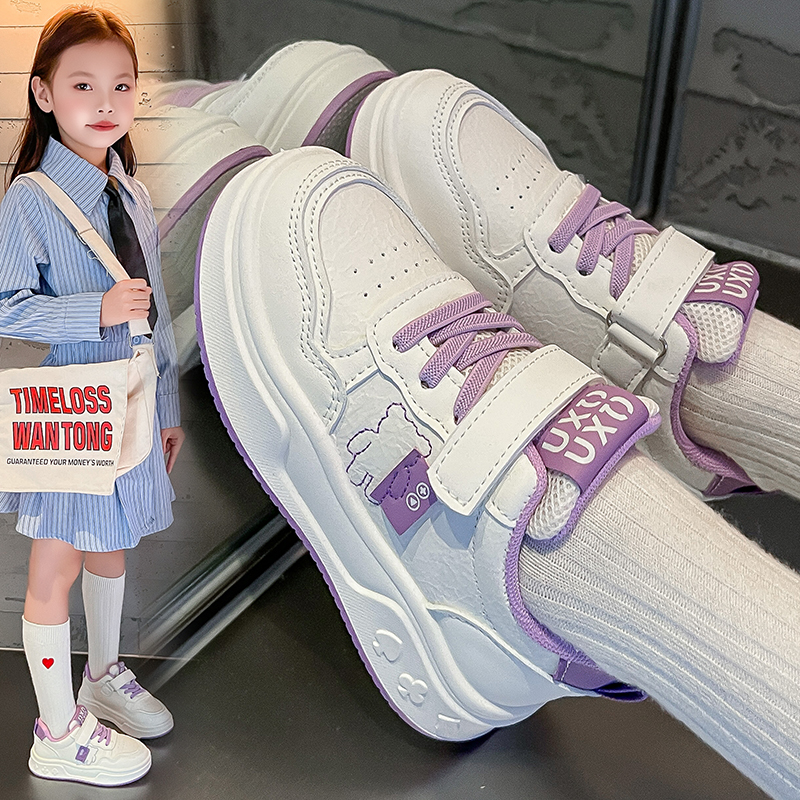 女童小白鞋软底板鞋儿童时尚单鞋2025春秋新款女孩防滑休闲运动鞋