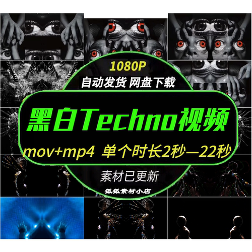黑白Techno电音派对VJ素材