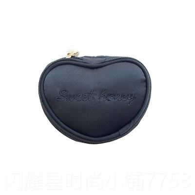 正品甜美网纱爱饰心刺绣圆形首便饰包旅行携项链手表饰收纳包首首