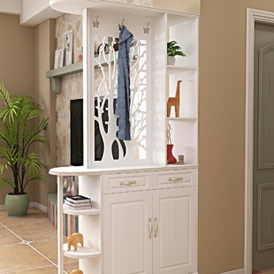 现代简约玄关双面隔断柜 河北产人造板鞋柜一体设计