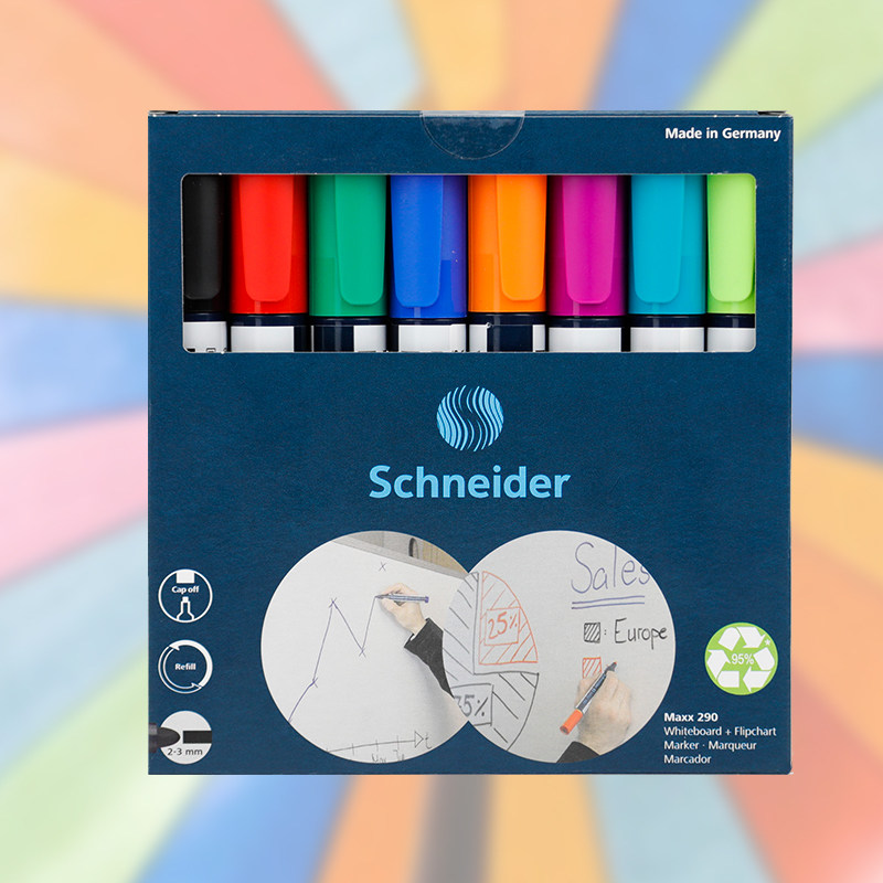 3개 다지방 무료 배송 독일 수입 슈나이더 MAXX290 MAXX293 총알 대용량 화이트보드 마커 펜 마커 3MM 마커 펜 8팩 세트 구매