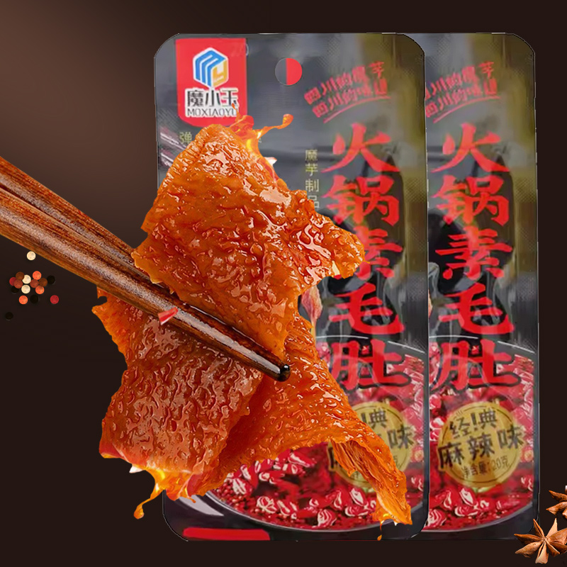 香辣魔芋素毛肚开袋即食零食