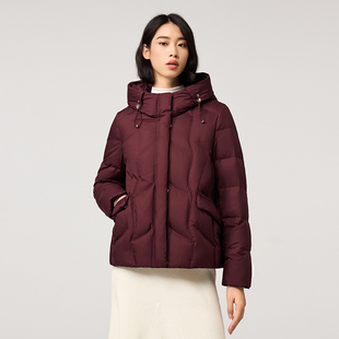 紫色羽绒服冬季女款短款2025年新款高级感连帽宽松加厚白鸭绒外套