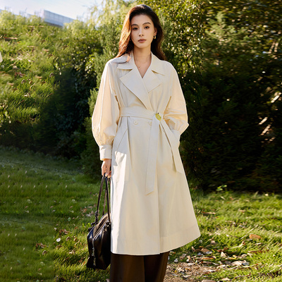 高端大气上档次风衣女款2026新款气质百搭中长款春秋英伦米色外套