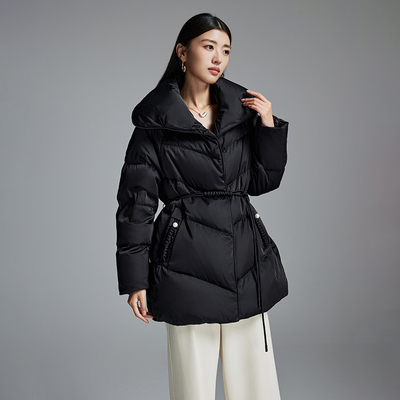 黑色羽绒服女中长款修身显瘦气质小个子韩版2025冬季新款厚外套