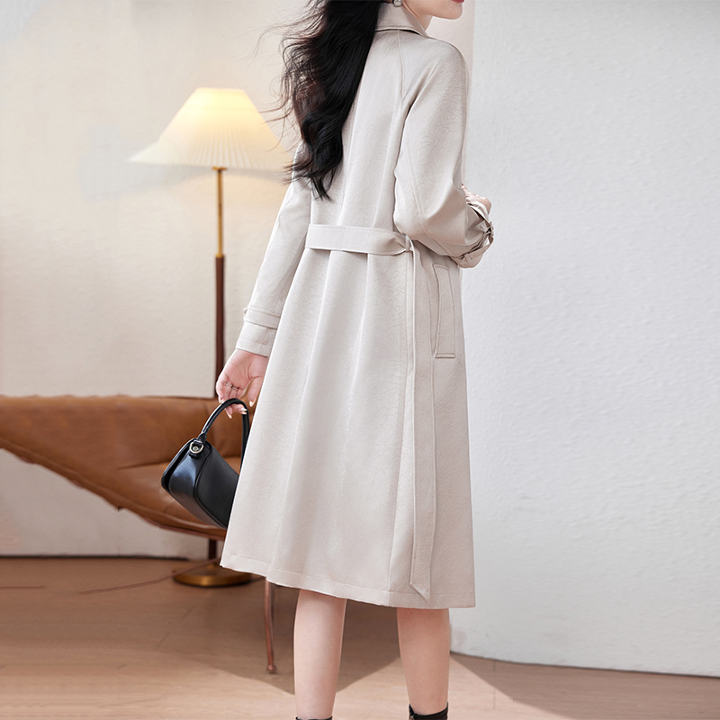 臻木色风衣外套女中长款2025春秋新款单排扣垂感防皱休闲流行大衣