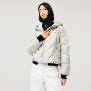 银色羽绒服冬季女款2025新款时尚连帽高级感加厚短款白鸭绒外套女