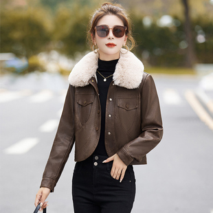 美拉德加绒加厚PU皮衣外套女2025新款爆款小个子百搭皮棉服夹克冬