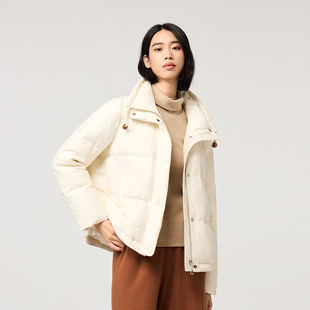 羽绒服冬季女款2025年气质防风立领宽松高级感加厚短款白鸭绒外套