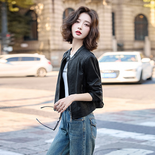 短款皮衣外套女高级感2026新款小个子休闲立领高腰显瘦机车皮夹克