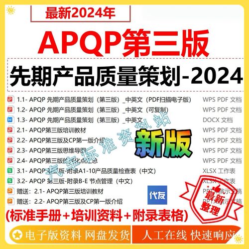 APQP第三版 apqp中英文第三版资料 送第二版表格公司模板 apqp