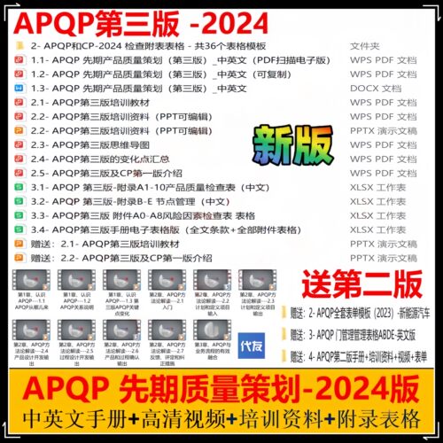 APQP-2024资料apqp手册APQP第三版高清视频送第二文件办公模板