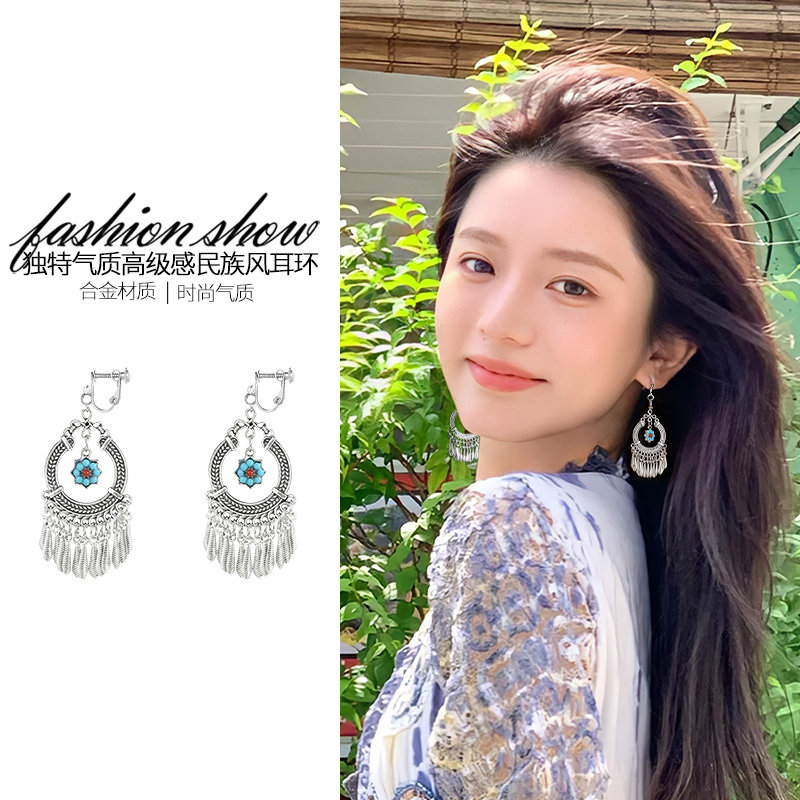 独特气质流苏螺旋耳夹女高级感民族风无耳洞耳环复古小众时尚耳饰,饰品/流行首饰/时尚饰品新,耳钉,淘宝优惠券,粉丝福利购,淘宝优惠卷