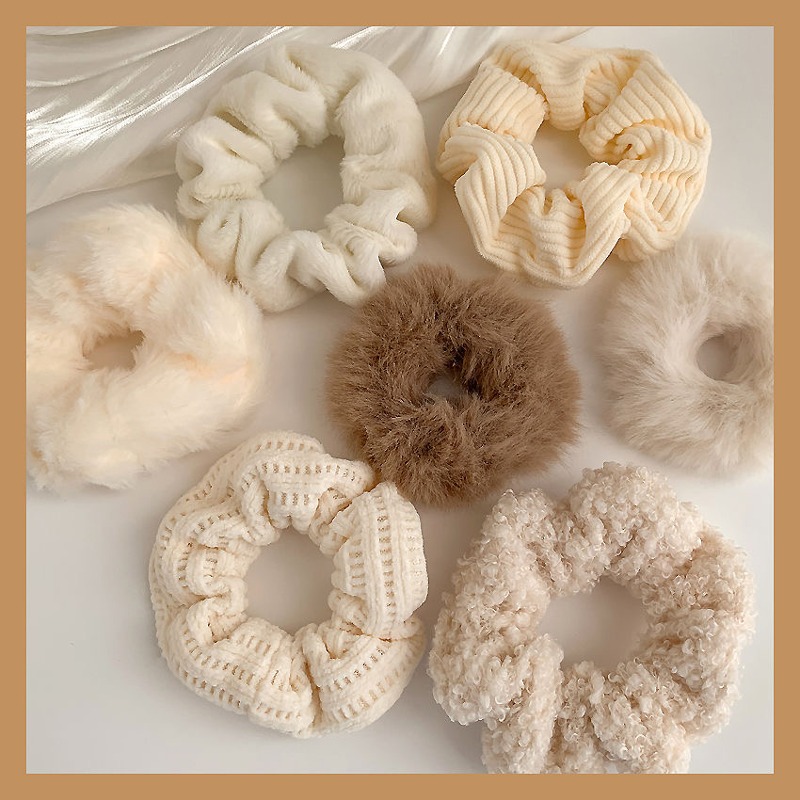 秋冬奶毛绒大肠发圈女