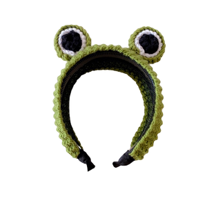 卡通气质大眼睛青蛙可爱发箍女洗脸毛线针织头箍防滑发卡压发头饰