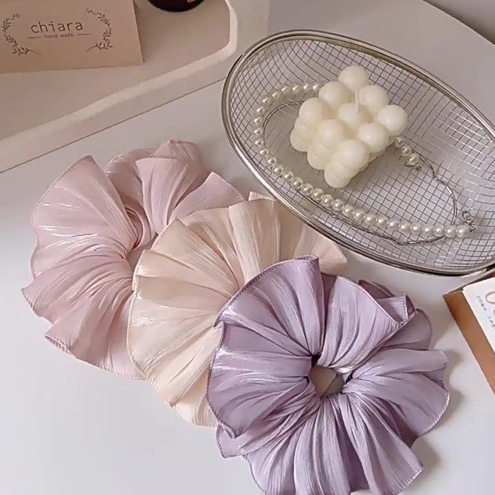 法式裙摆大肠发圈女复古后脑勺发饰奶油丝缎头饰紫色发绳丸子头花,饰品/流行首饰/时尚饰品新,发饰,淘宝优惠券,粉丝福利购,淘宝优惠卷