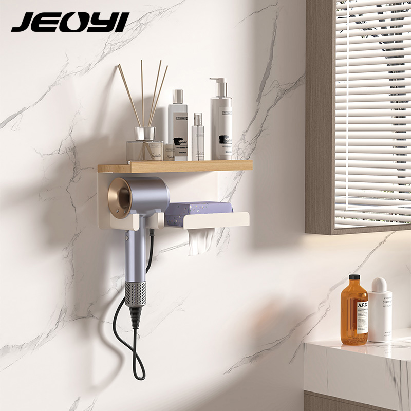 JEOYI奶油风吹风机置物架免打孔