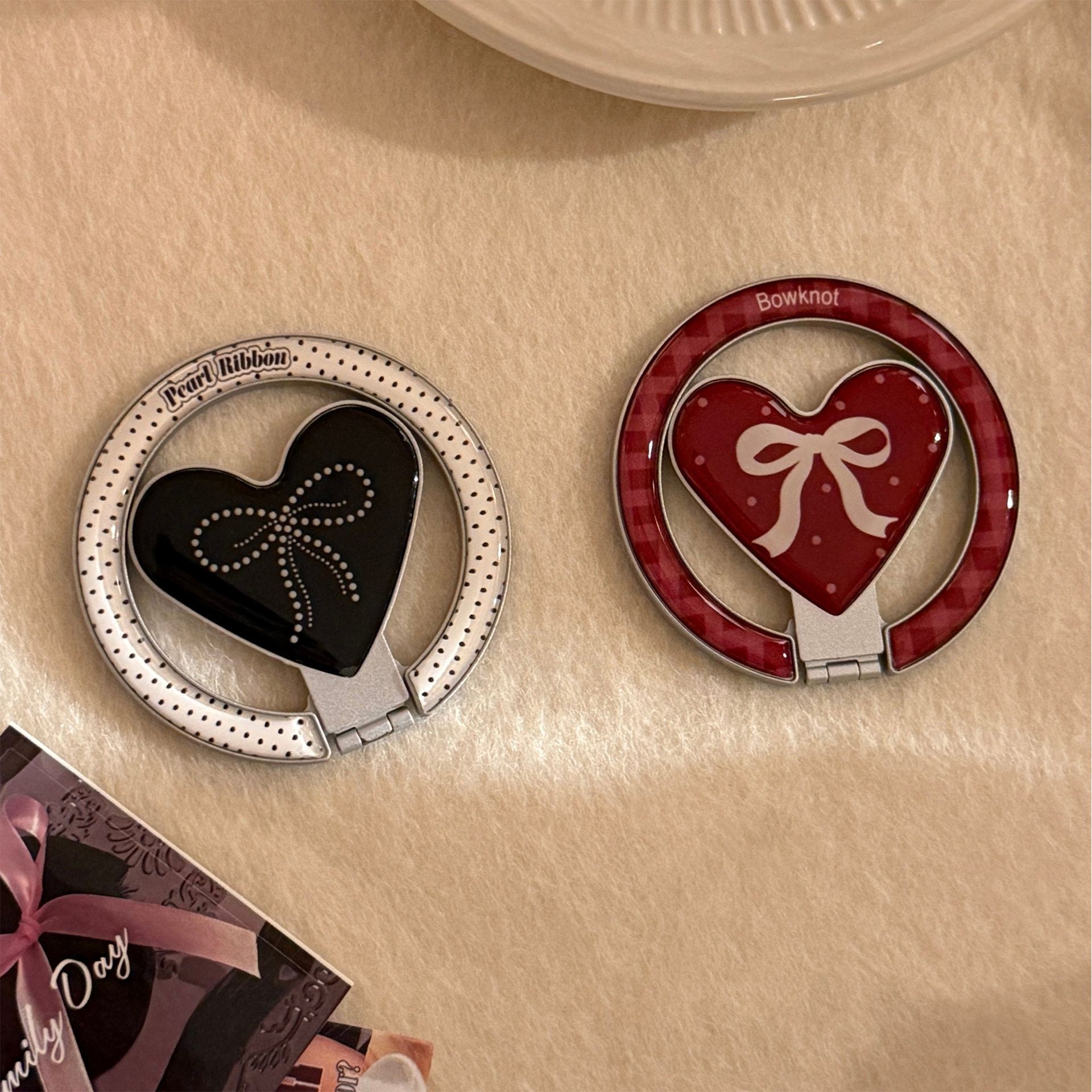 可伸缩便携蝴蝶结爱心磁吸支架