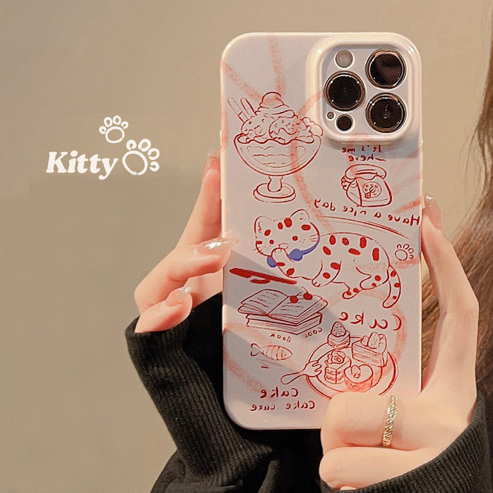 韩系ins复古猫咪菲林适用苹果17手机壳iPhone15promax好看的手机壳17Pro网红11小众XR直边硬壳13爆款15保护套