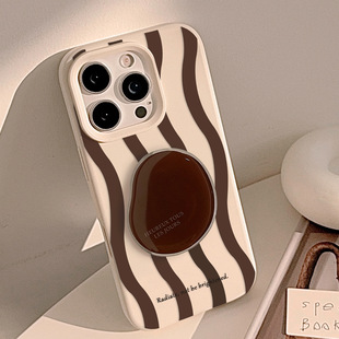 【智能AI相机键包裹】个性简约波浪纹适用苹果17咖啡豆支架手机壳新款iPhone17promax包相机按键软壳16保护套