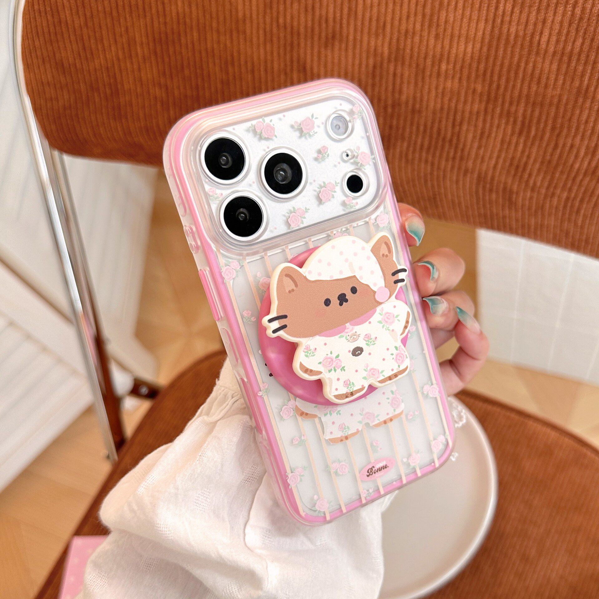 韩系ins风个性简约条纹碎花小熊适用苹果18PRO新款iPhone18promax手机壳17PM可爱女款16透明全包18PM磁吸软套