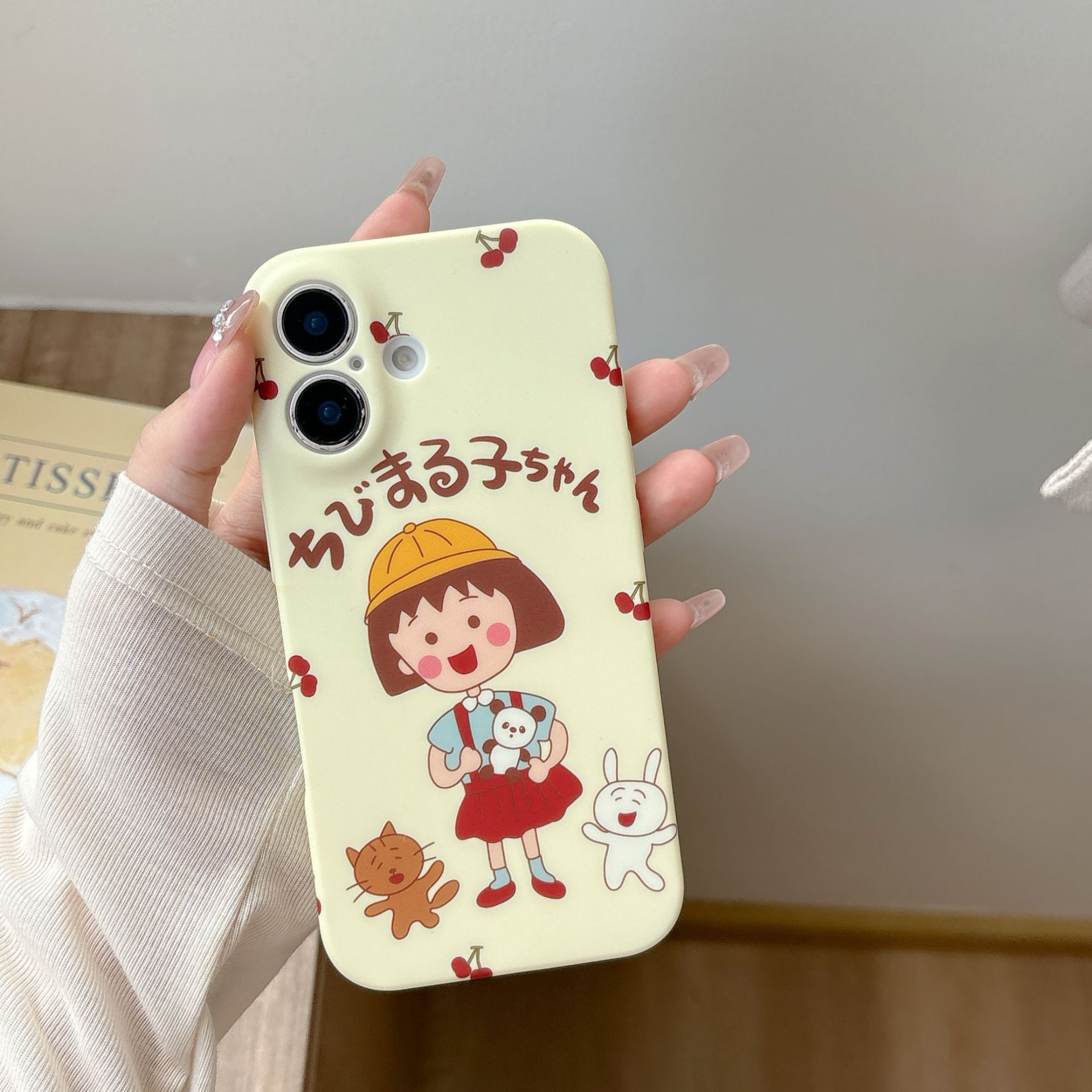 ins卡通樱桃小丸子适用iPhone16promax苹果16手机壳15Pro可爱女款13新款16Pro少女14Pro个性磨砂15全包保护壳