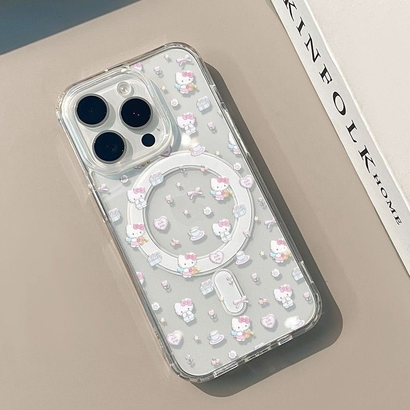 少女可爱凯蒂猫适用苹果16手机壳iPhone16PROMAX智能AI相机键保护亚克力全包手机壳16Pro触控按键透明防摔壳