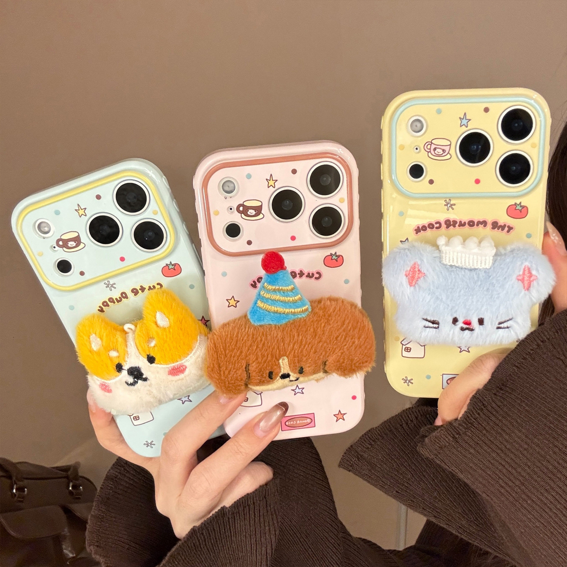 【智能AI相机键包裹】可爱卡通毛绒公仔适用苹果17手机壳新款iPhone17promax全包防摔16pm软萌17PM趣味保护套