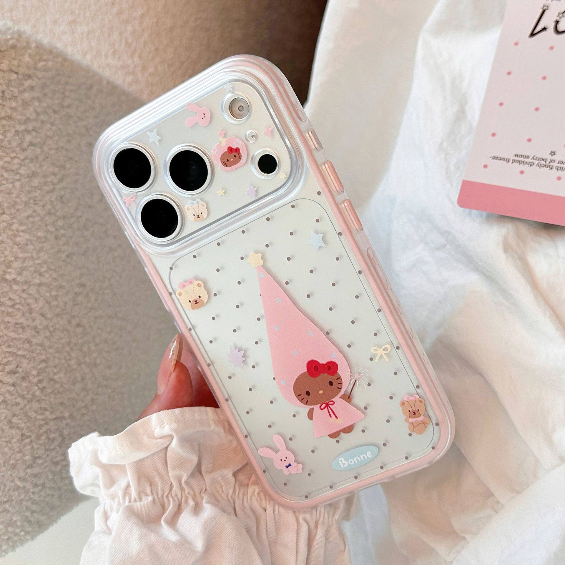 韩系ins风少女粉猫咪波点适用iPhone18promax手机壳17PM新款苹果18PRO全包透明15可爱女款16卡通爆款18pm软壳