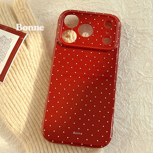 iPhone17promax全包防摔16PM网红爆款 复古简约波点适用苹果17手机壳新款 个性 13保护壳 17相机触控按键包裹